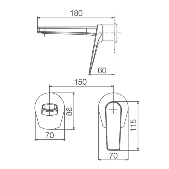  Mitigeur lavabo Encastré Lagia Gris Anthracite - Réflex Boutique