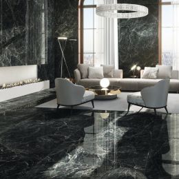 Carrelage sol et mur poli effet marbre Turquin vert 60x60 cm