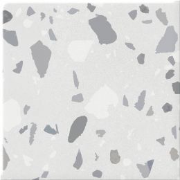 Carrelage effet Terrazzo Mezzo décor blanc grisé 20x20 cm