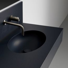 Vasque simple Atenea ovale Noir / Bonde assortie 