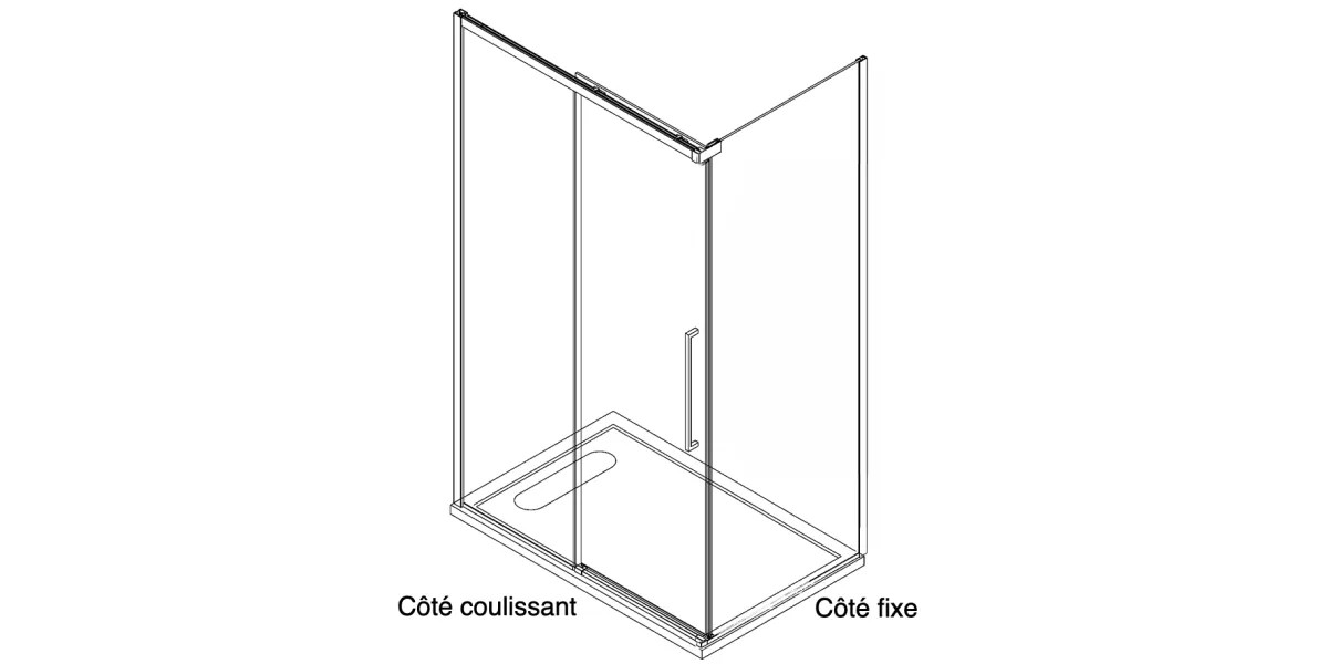 Portes de douche coulissante avec un côté fixe Hydra - Réflex Boutique