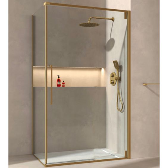 Portes de douche pivotante (80 cm / 90 cm) avec un côté fixe Hydra Or