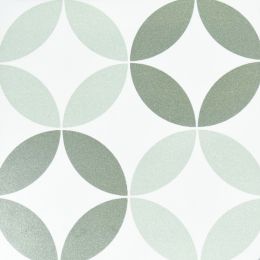 Carrelage sol effet carreaux de ciment Géo vert 22,3x22,3 cm