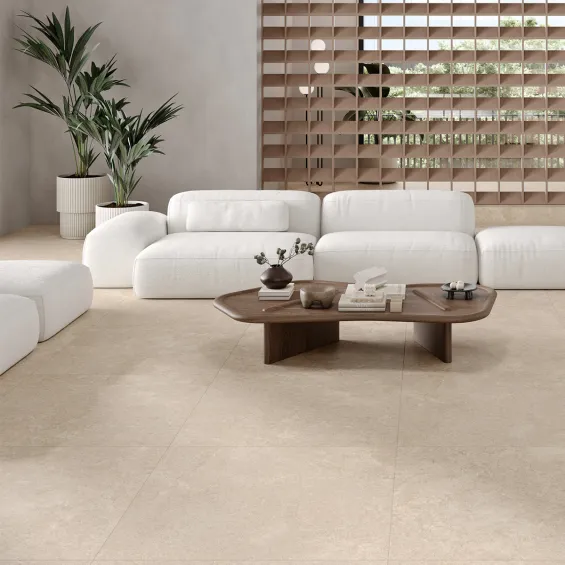 Carrelage sol effet Travertin Vittorio Terre 60x120 cm - Réflex Boutique