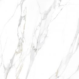 Carrelage sol et mur effet marbre poli brillant Crillon blanc doré 120x120 cm