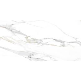 Carrelage sol et mur effet marbre poli brillant Crillon blanc doré 60x120 cm