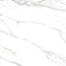 Carrelage sol et mur effet marbre poli brillant Crillon blanc doré 90x90 cm