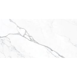 Carrelage sol et mur effet marbre poli brillant Crillon blanc grisé 60x120 cm