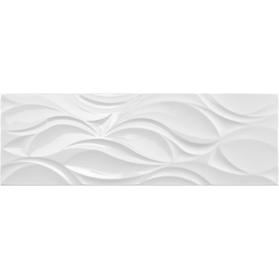 Carrelage mur Laponie décor narval Blanc matrectifié 30x90 cm