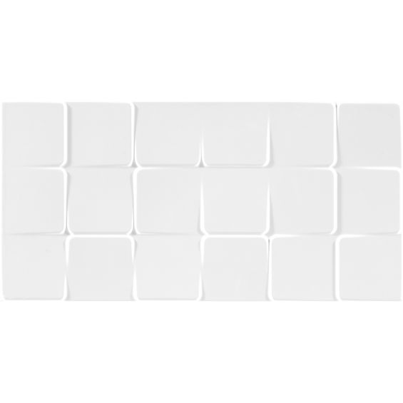 Carrelage mur Laponie décor carré Blanc mat 30x60 cm