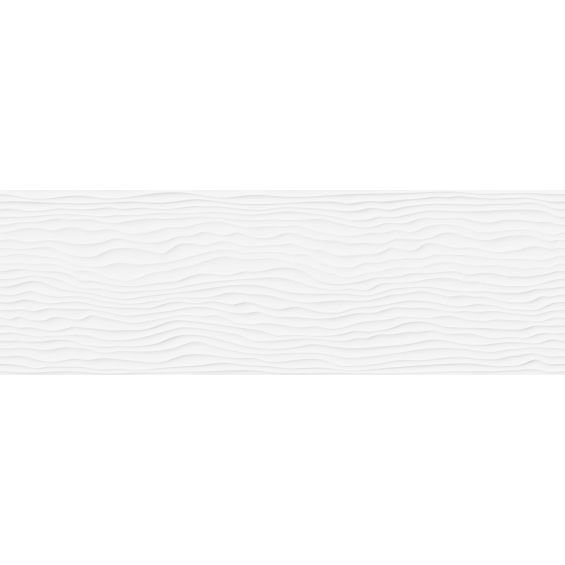 Carrelage mur Laponie décor vague Blanc brillant rectifié 30x90 cm
