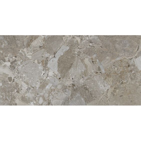 Carrelage sol et mur poli effet pierre Pyrite taupe 60x120 cm
