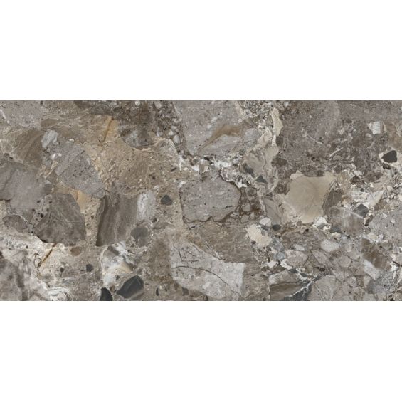 Carrelage sol et mur poli effet pierre Pyrite anthracite 60x120 cm