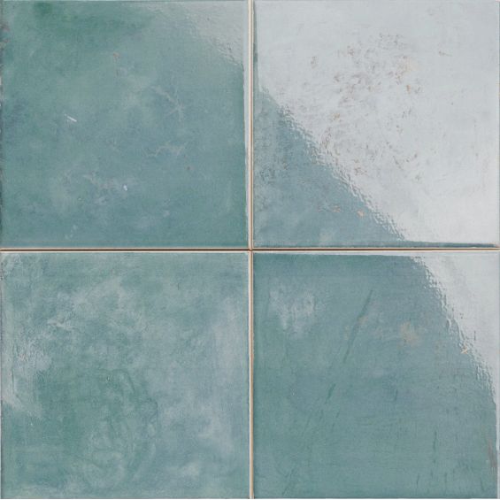 Carrelage sol et mur effet Zellige Hand aqua 33x33 cm