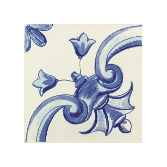 Lot de 4 m2 Azulejos Galan Flor Azul.2 20x20 cm