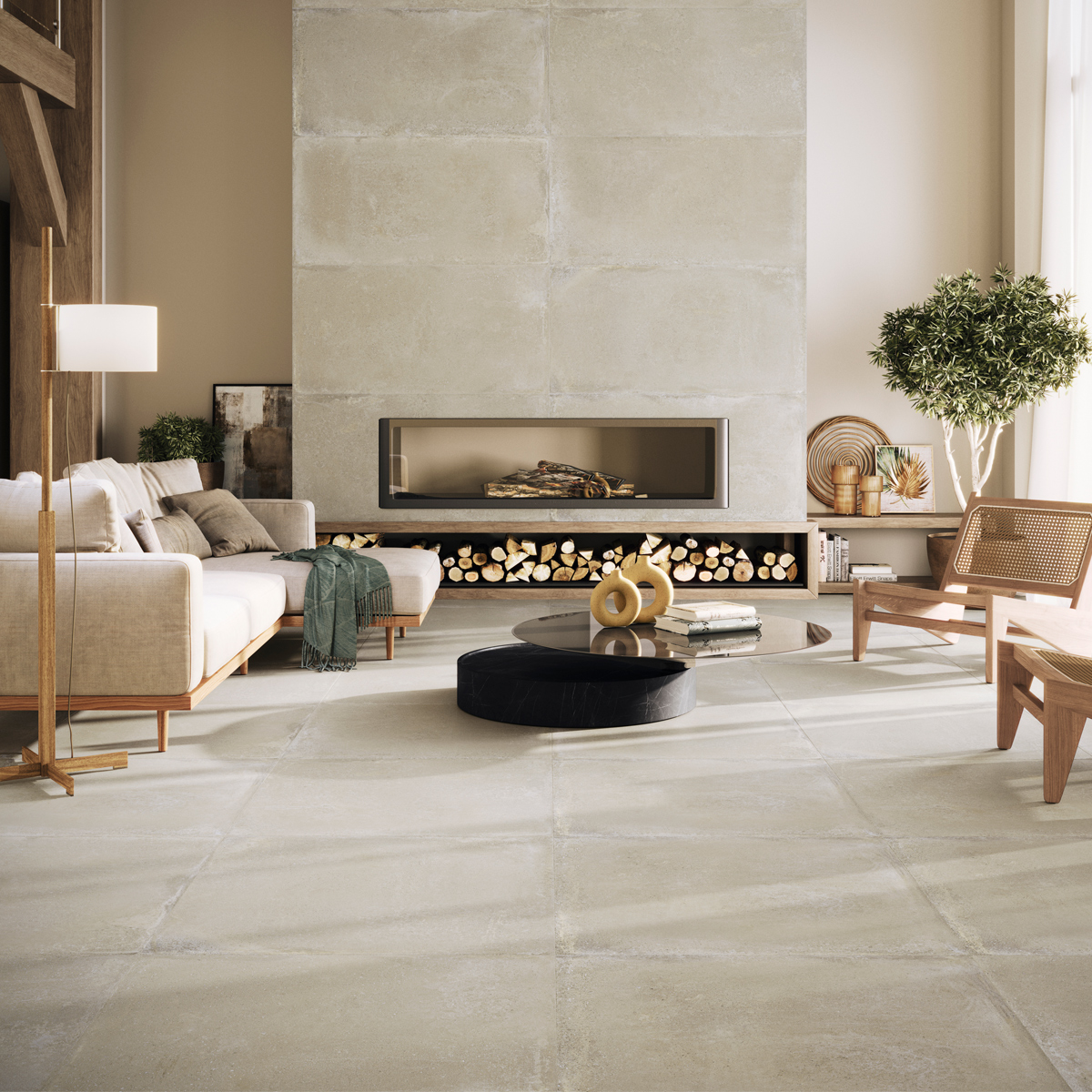 Carrelage sol effet béton Orlando gris 90x90 cm - Réflex Boutique