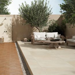 Carrelage sol extérieur traditionnel Colorado beige R11 90x90 cm