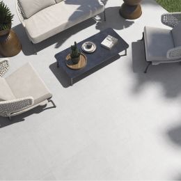 Carrelage sol extérieur moderne Gravi blanc R11 60x60 cm