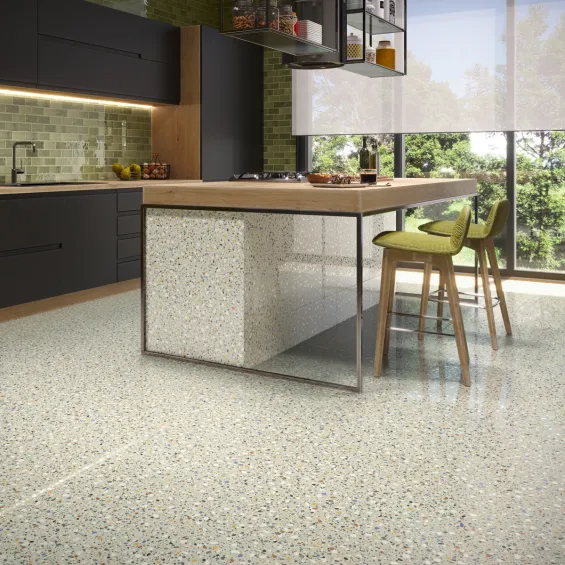  Carrelage effet Terrazzo Orattéo beige 60x60 cm - Réflex Boutique