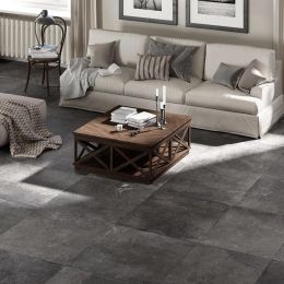 Carrelage sol extérieur effet pierre Calcaria coal R11 9090 cm