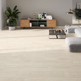 Carrelage sol imitation parquet Bornéo blanc 23x120 cm