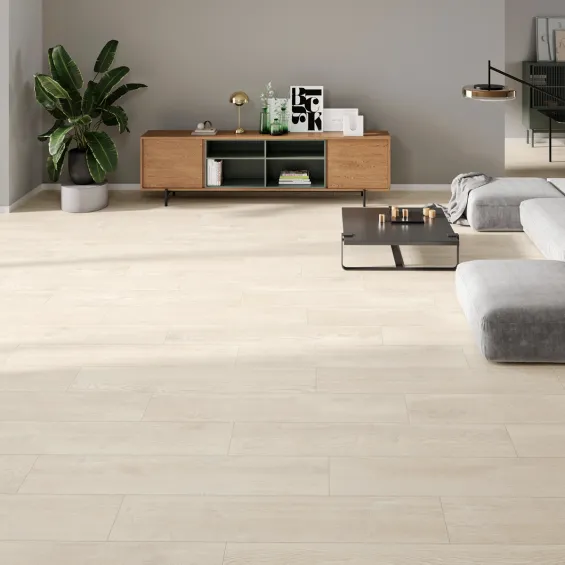  Carrelage sol imitation parquet Bornéo blanc 23x120 cm - Réflex Boutique