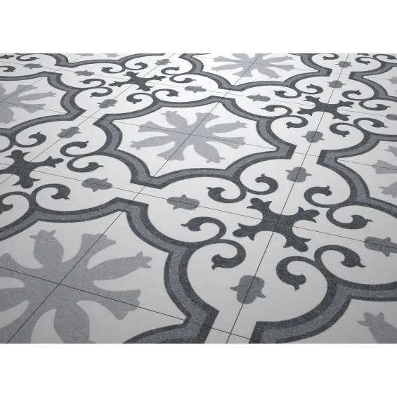 Lot de 5 m2 Carrelage sol effet carreaux de ciment République grey 25x25 cm