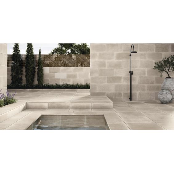 Carrelage sol extérieur effet pierre Calma beige R11 30,2x60,4 cm