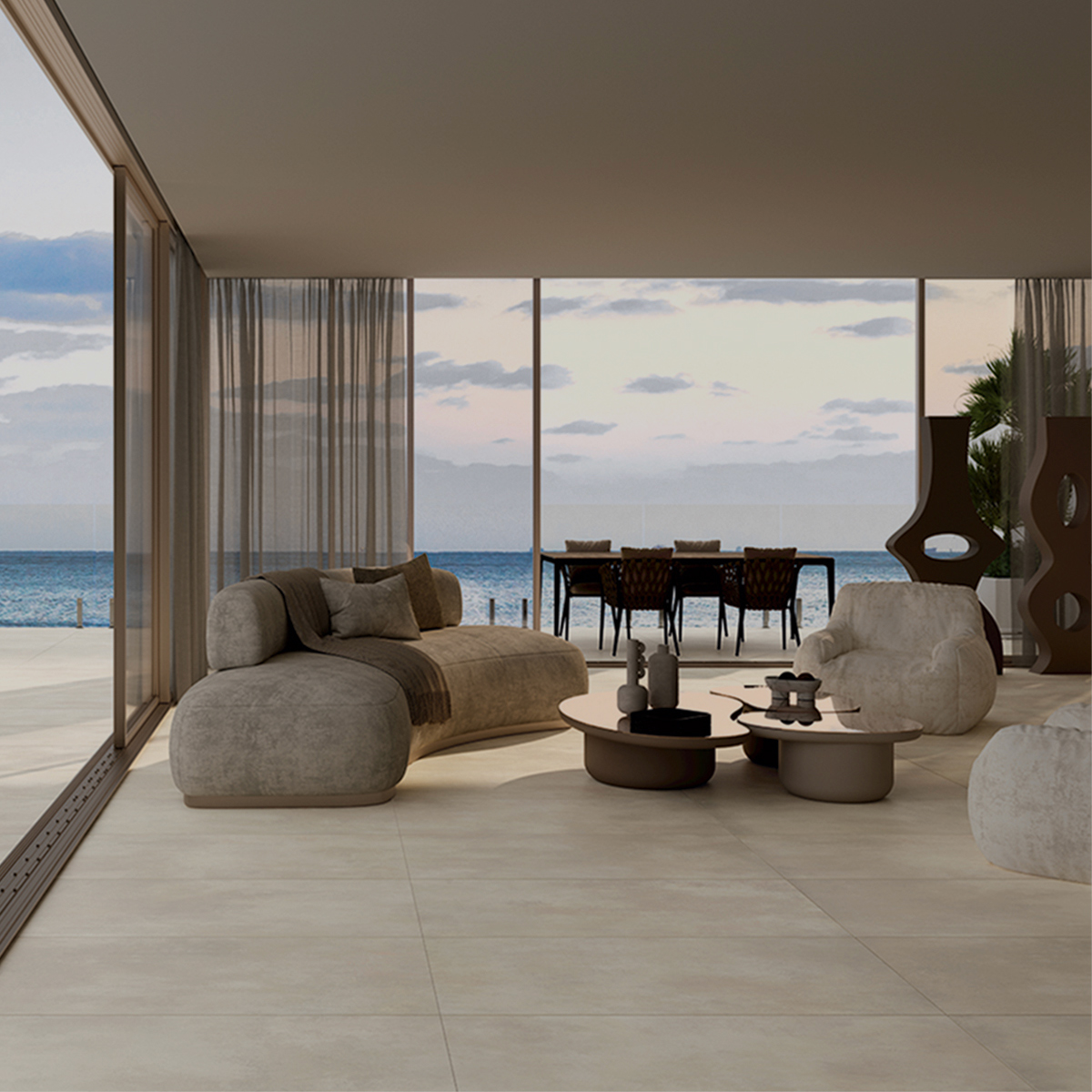 Carrelage sol effet béton Inédit sable 120x120 cm - Réflex Boutique