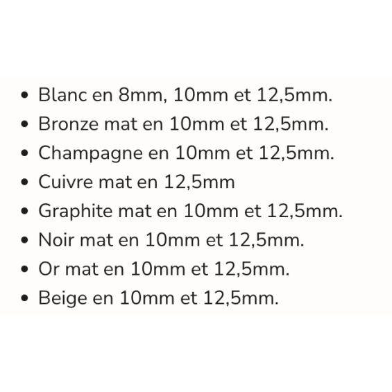 Baguette d'angle en L aluminium couleurs
