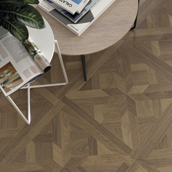 Carrelage sol imitation parquet Iraty marron 60x60 cm