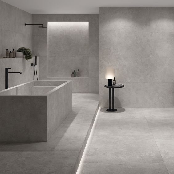 Carrelage sol effet pierre Kos gris 100100 cm
