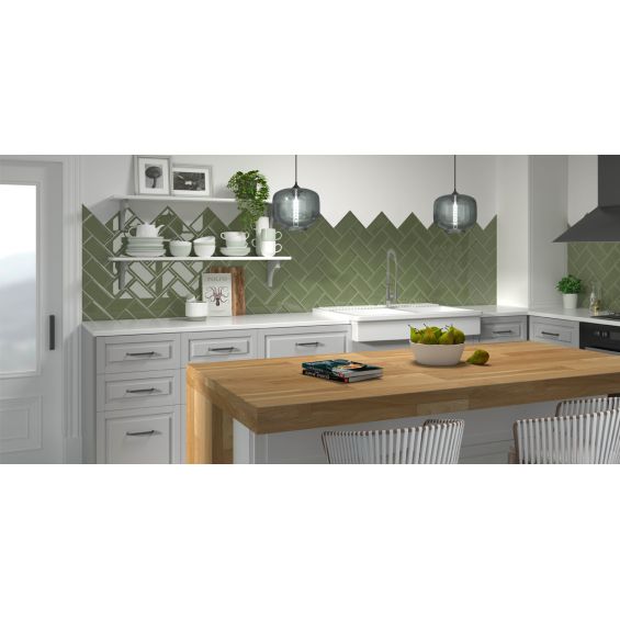 Carrelage mur Métro basic olive brillant 10x20 cm