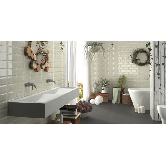 Carrelage mur Métro basic gris platine brillant 10x20 cm