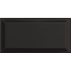 Carrelage mur Métro basic noir brillant 10x20 cm