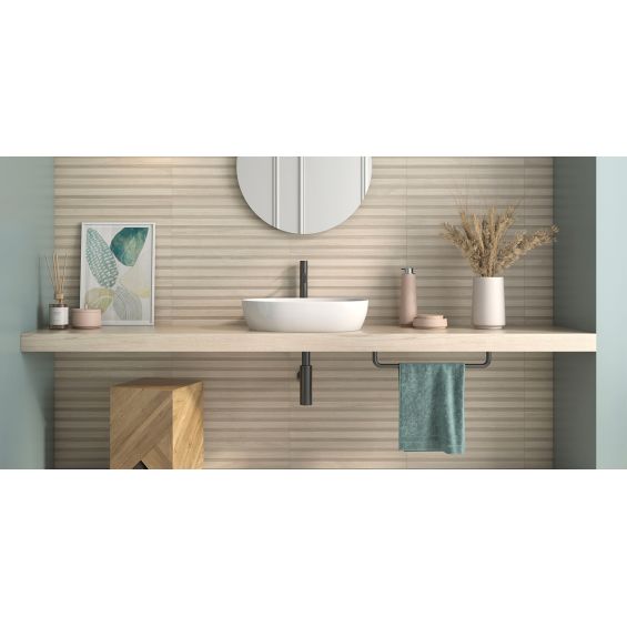 Carrelage mur Décor Kormati line beige 31,6x60 cm