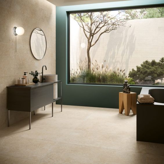 Carrelage sol effet pierre travertin Pianosa beige 60x60 cm