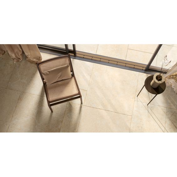 Carrelage sol effet pierre travertin Pianosa beige 60x60 cm