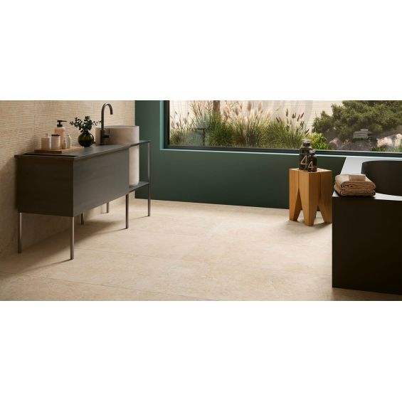 Carrelage sol effet pierre travertin Pianosa beige 60x60 cm