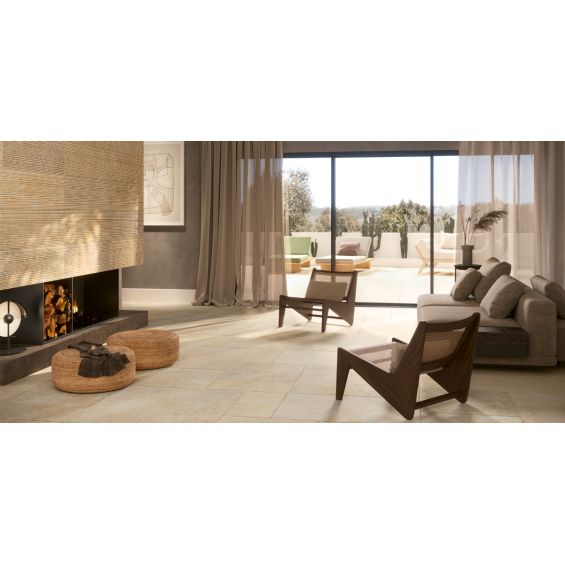Carrelage sol effet pierre travertin Pianosa beige 60x90 cm