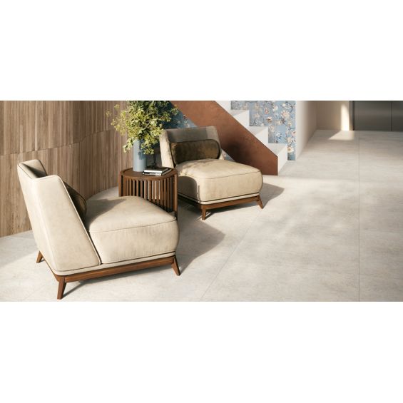 Carrelage sol effet pierre travertin Pianosa blanc grisé 30x60 cm