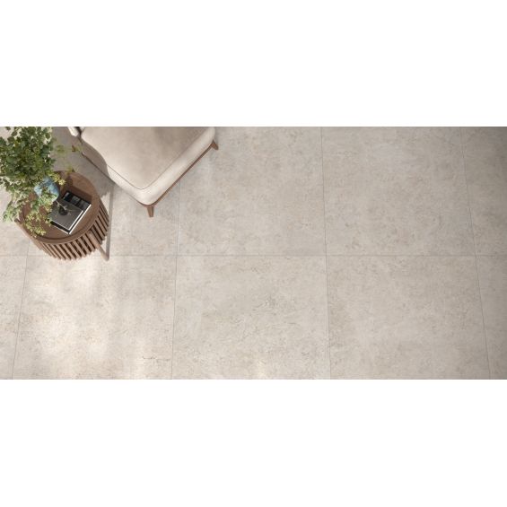  Carrelage sol extérieur effet pierre travertin Pianosa blanc grisé R10 60x60 cm