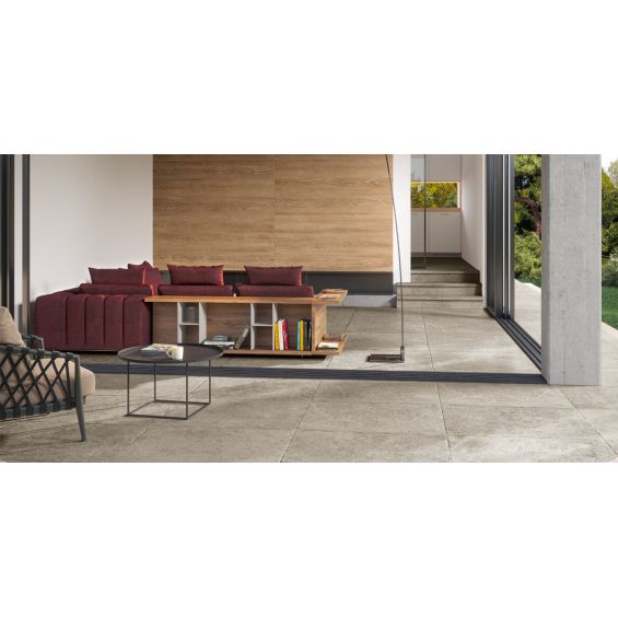  Carrelage sol extérieur effet pierre travertin Pianosa blanc grisé R10 60x60 cm