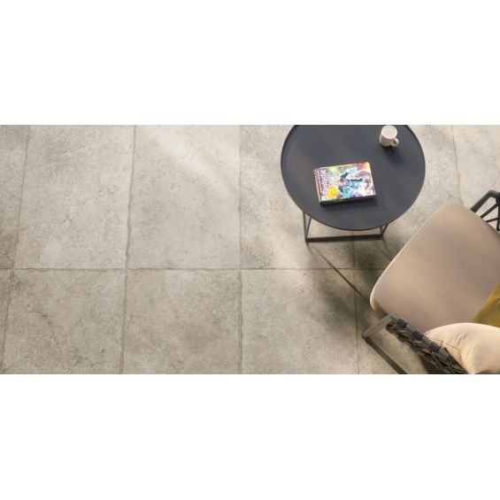  Carrelage sol extérieur effet pierre travertin Pianosa blanc grisé R10 60x120 cm