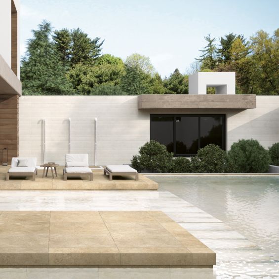 Carrelage sol extérieur effet pierre travertin Pianosa terre R10 60x90 cm
