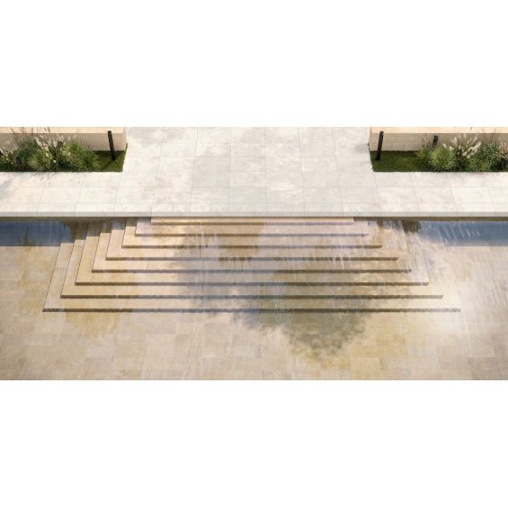 Carrelage sol extérieur effet pierre travertin Pianosa terre R10 30x60 cm