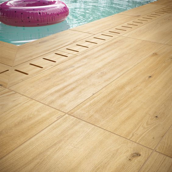 Carrelage sol extérieur effet bois Copernicia chêne R10 30x120 cm