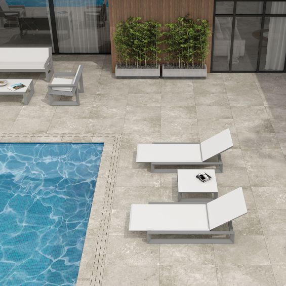 Carrelage sol extérieur effet pierre Quartz grey R10 3060 cm