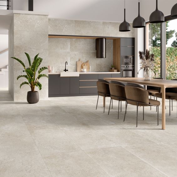 Carrelage sol effet pierre Quartz mink 6060 cm