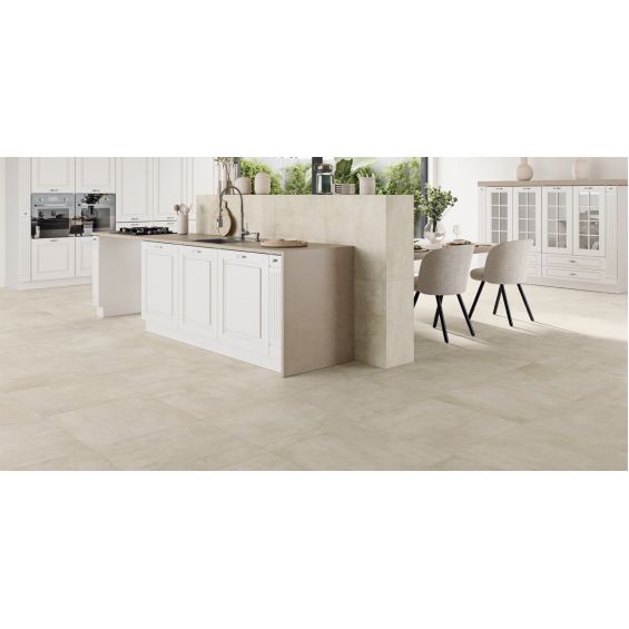 Carrelage sol effet béton Origine crème 60x60 cm